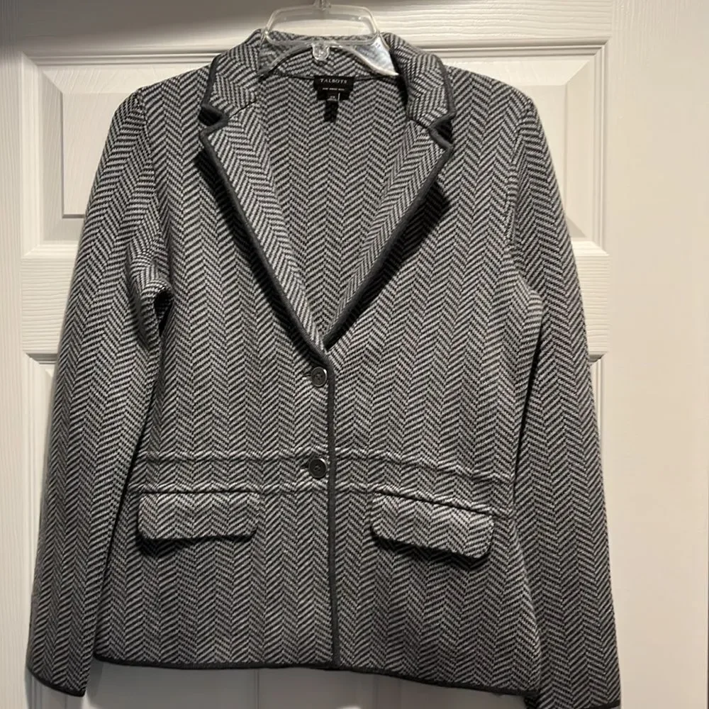 Talbots NWOT Herringbone Sweater Merino wool Blazer size XS. - Picture 2 of 9